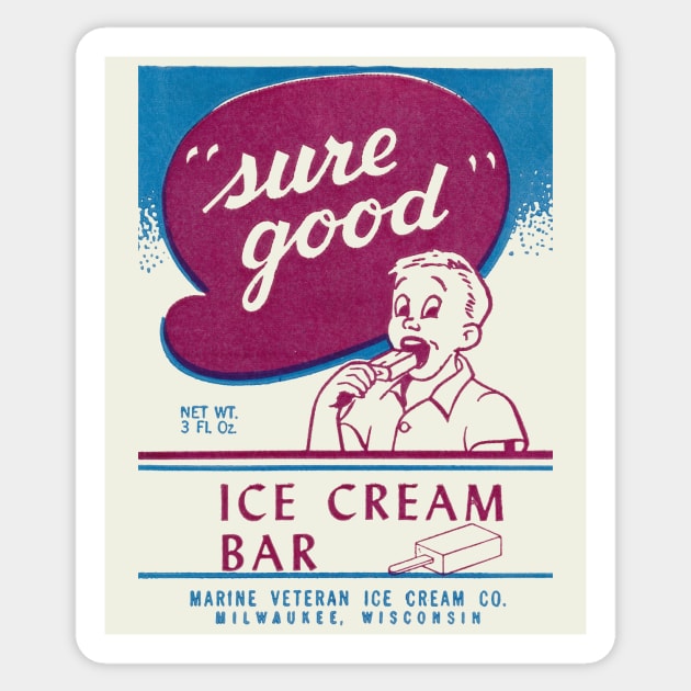 1950s Sure Good Ice Cream Bar Sticker by historicimage